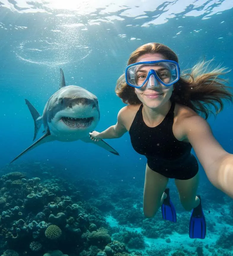 Underwater Photo with Shark Prompt | Nano Banana Prompt