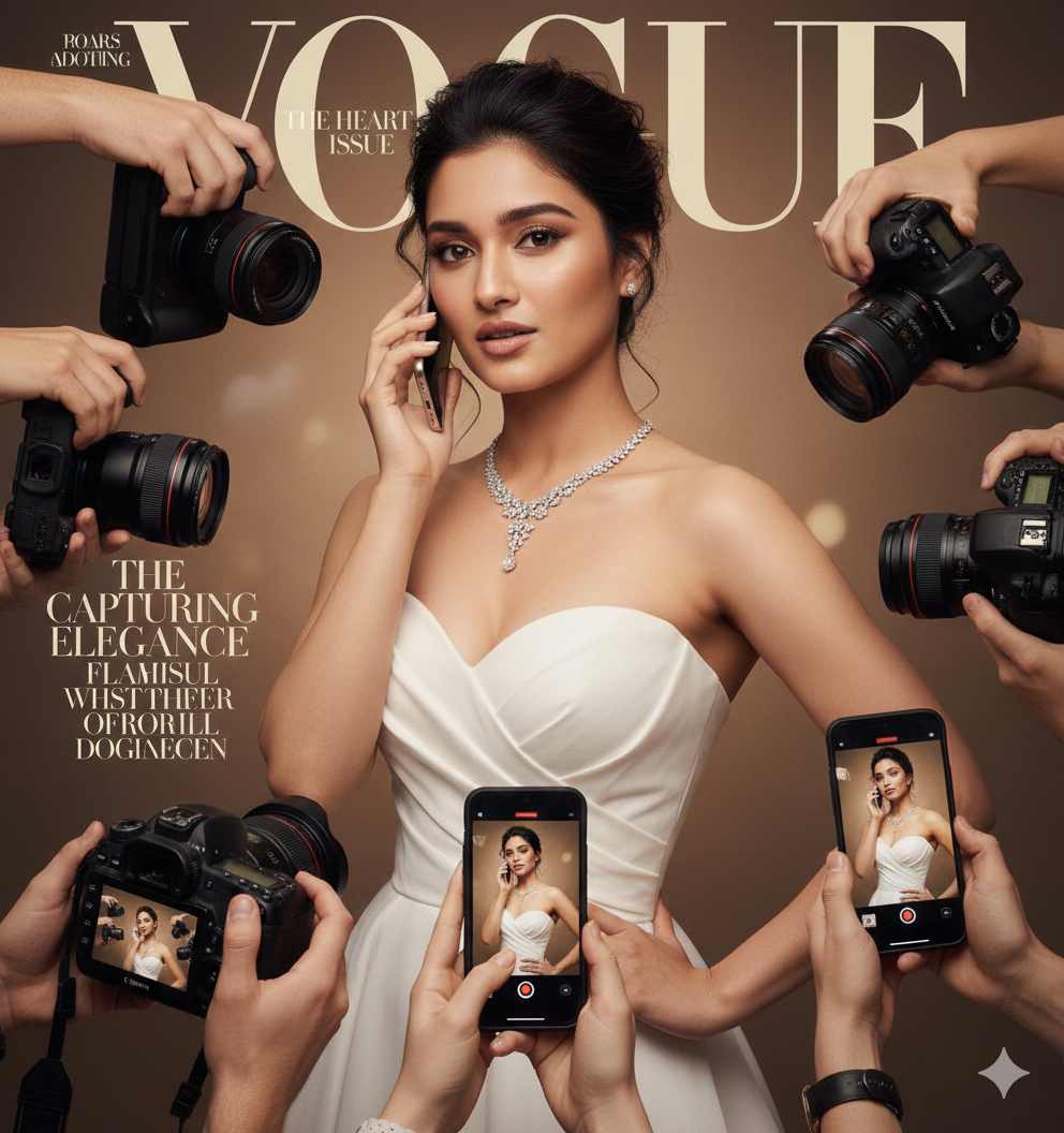 Professional Fashion Magazine Cover with Paparazzi Prompt