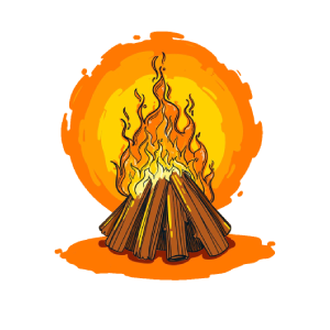 Bonfire illustration, transparent campfire png, cartoon fire flames, forest fire, holika dahan png, fire light, fire spark, bonfire night