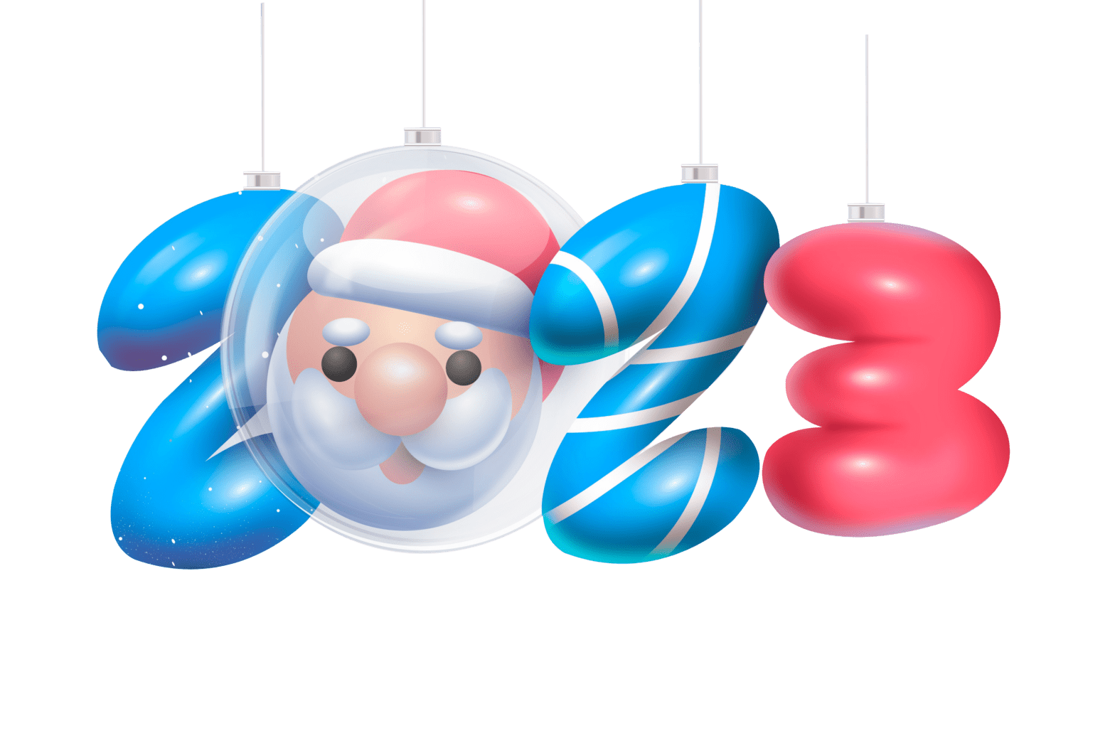 3d New year 2023 text, Cute New year illustration, Merry Christmas and Happy new year, 2023 cute text, Happy new year 2023