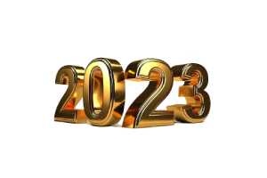 Happy new year 2023 golden 3d numbers, New year 2023 text png