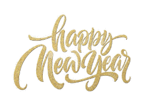 Happy new year golden text, New year text png, New year decoration text