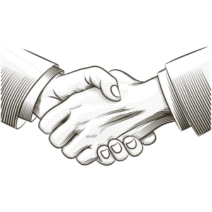 Vintage style handshake image, retro style hand gesture, hand drawn handshake, human hands, partnership, agreement