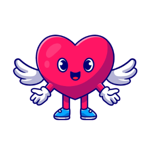 Cute heart angel illustration, cartoon heart shape, heart wings png, cartoon love mascot png