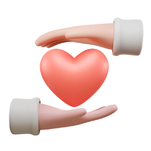 Hands holding heart 3d icon, Caring icon, love 3d icon, heart 3d illustration, 3d heart png