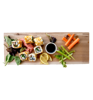 Healthy Japanese Food, Cooked Food on Wooden Board, sushi png image