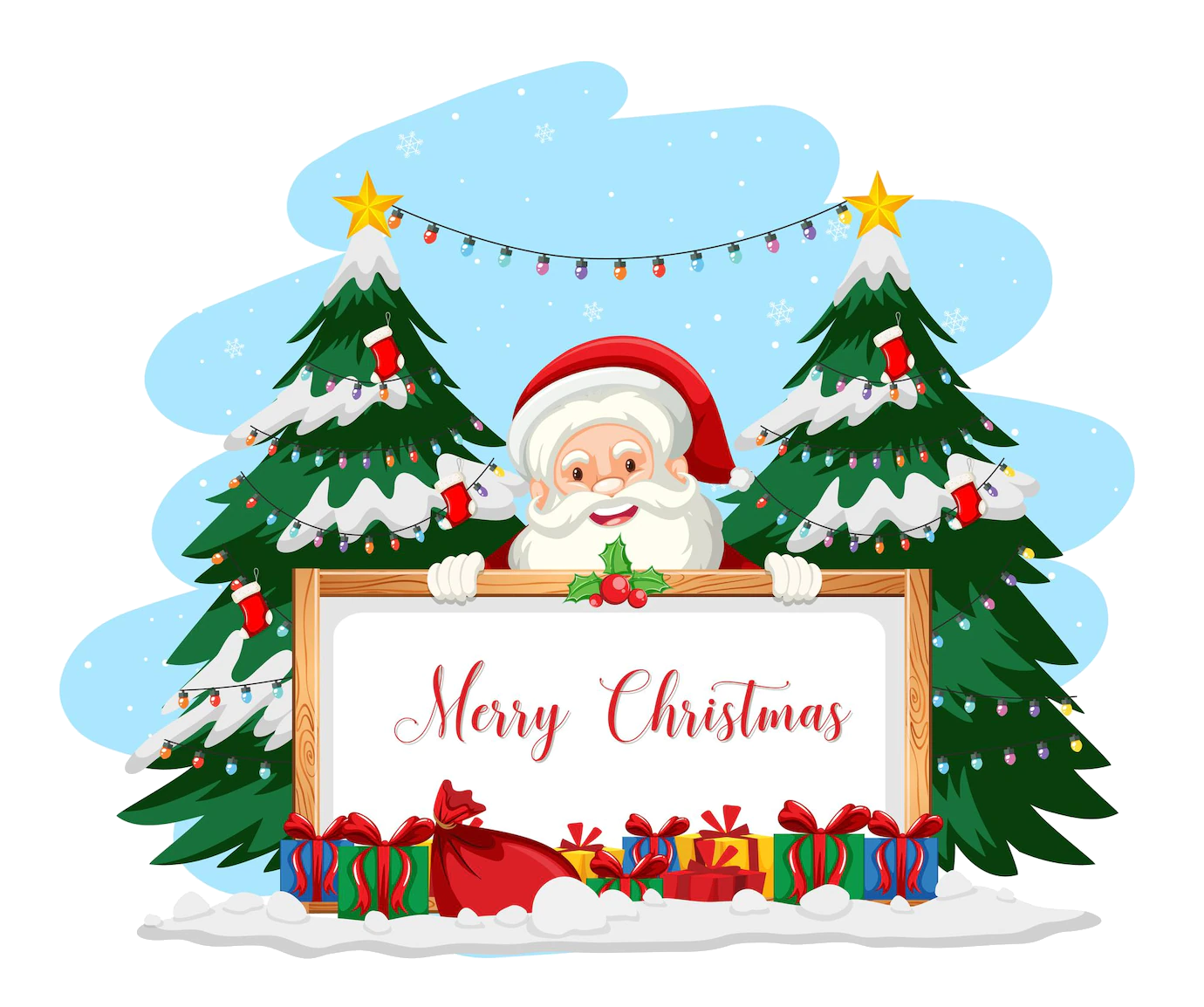 funny santa illustration, Christmas cartoon, christmas banner, christmas frame, christmas greetings, christmas celebration