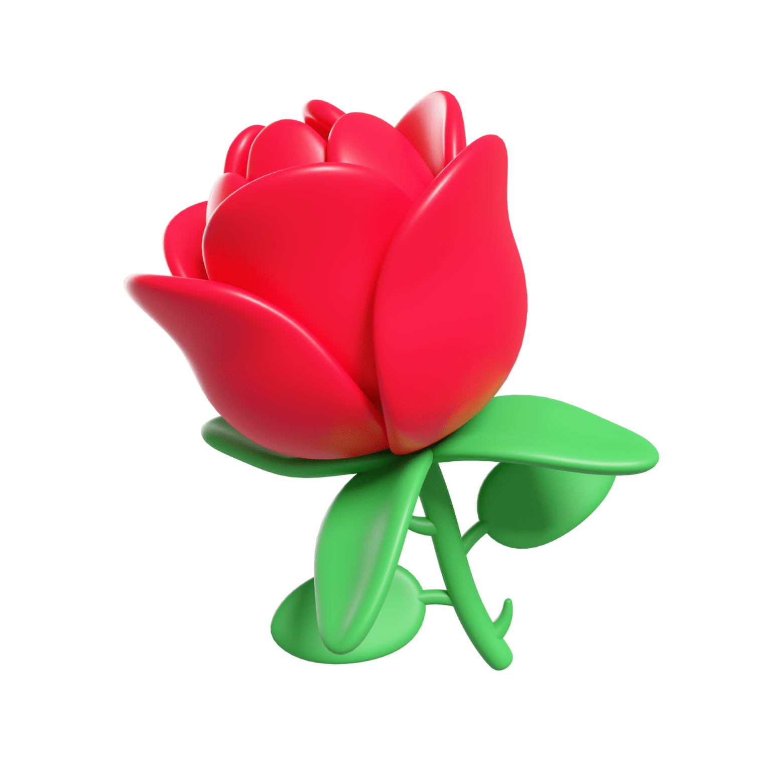 3d Red Rose, Rose Illustration, Floral Rosa, 3d Rose Icon, Blooming 