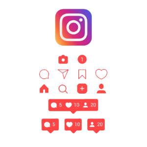 Instagram icon set, instagram notification png, instagram logo png, instagram notification design, insta icons, insta logo