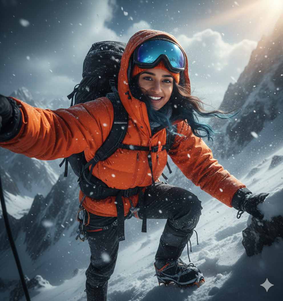 Epic Mountain Climber Shot Prompt